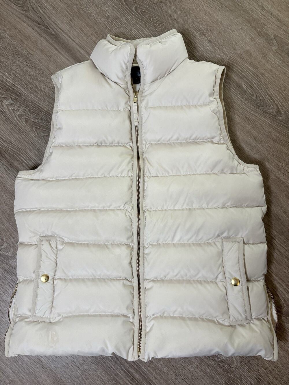 J.Crew Ivory Down Puffer Vest Women’s Medium Quiet Luxury Old Money Preppy